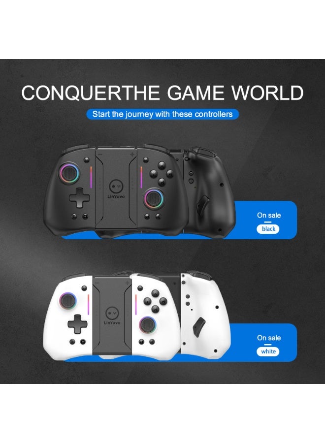 LinYuvo وحدة تحكم الألعاب بلوتوث Classic Joypad LinYuvo KS42 لجهاز Switch و Switch Lite و Switch OLED مع إضاءة RGB ملونة، عصا تحكم معدنية، جيروسكوب بستة محاور، وظيفة توربو، اهتزاز مزدوج قابل للتعديل، وظيفة قابلة للبرمجة، وظيفة انفجار توربو - Image 4